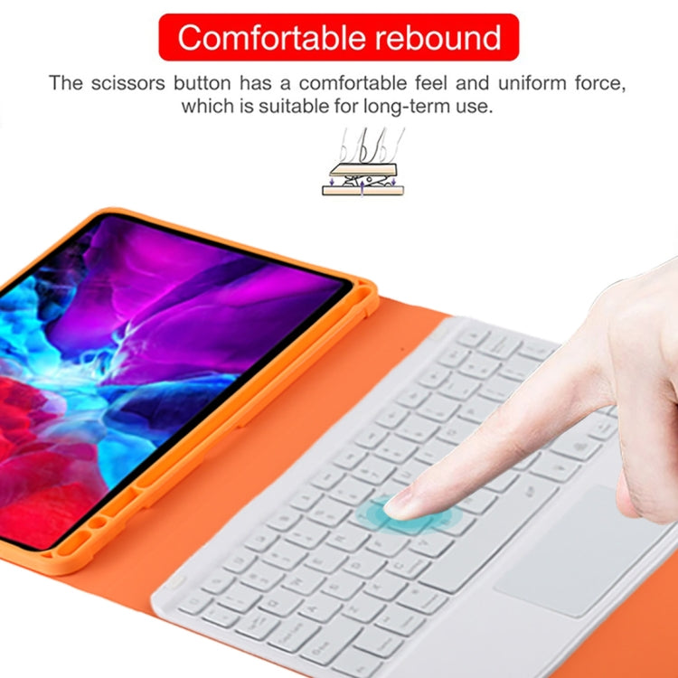 TG11BCS Detachable Bluetooth White Keyboard Microfiber Leather Tablet Case for iPad Pro 11 inch (2020), with Backlight & Touchpad & Pen Slot & Holder (Orange) by buy2fix