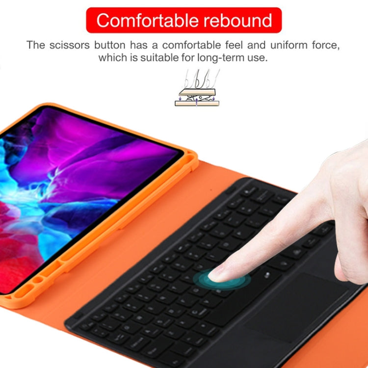 TG11BCS Detachable Bluetooth Black Keyboard Microfiber Leather Tablet Case for iPad Pro 11 inch (2020), with Backlight & Touchpad & Pen Slot & Holder (Orange) by buy2fix