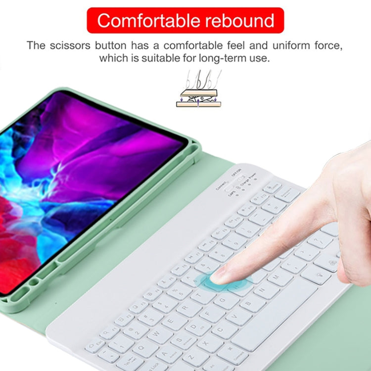 TG11BS Detachable Bluetooth White Keyboard Microfiber Leather Tablet Case for iPad Pro 11 inch (2020), with Backlight & Pen Slot & Holder (Green) by buy2fix