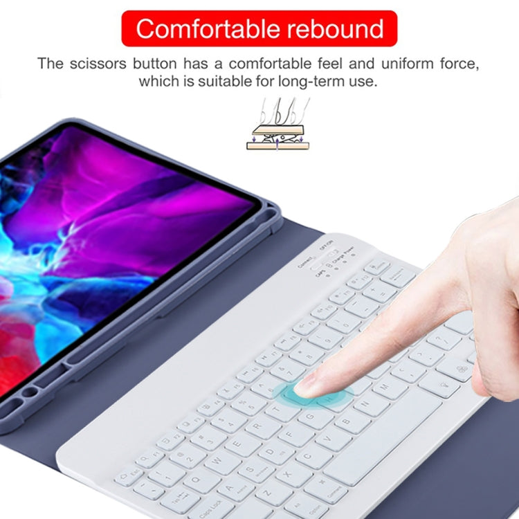 TG11BS Detachable Bluetooth White Keyboard Microfiber Leather Tablet Case for iPad Pro 11 inch (2020), with Backlight & Pen Slot & Holder (Purple) by buy2fix