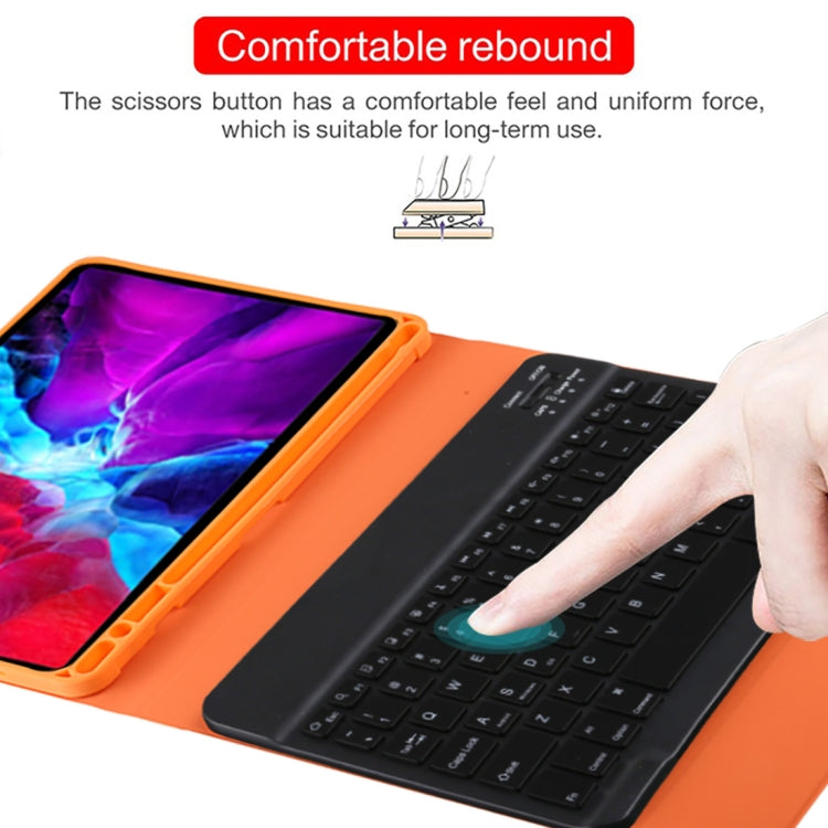 TG11BS Detachable Bluetooth Black Keyboard + Microfiber Leather Tablet Case for iPad Pro 11 inch (2020), with Backlight & Pen Slot & Holder(Orange) by buy2fix