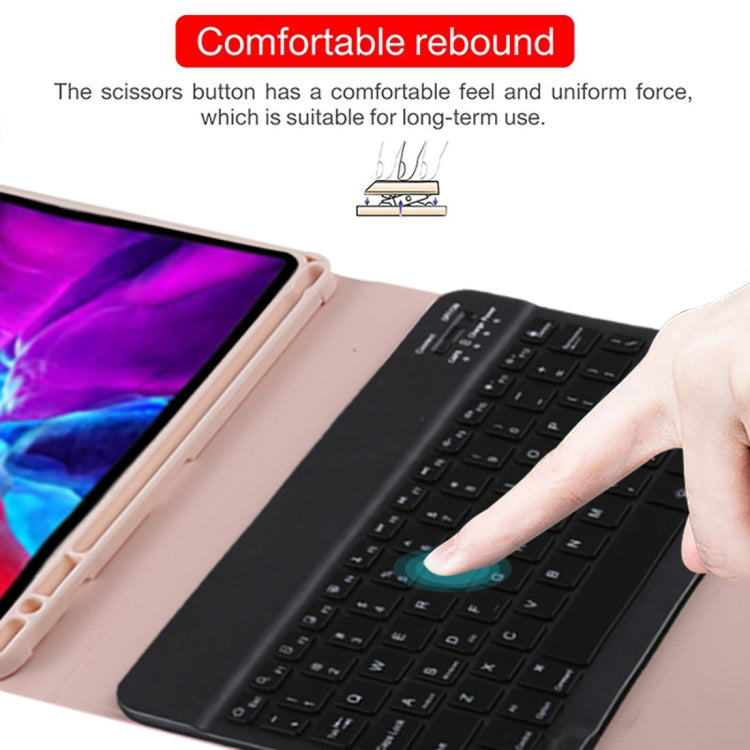 TG11BS Detachable Bluetooth Black Keyboard + Microfiber Leather Tablet Case for iPad Pro 11 inch (2020), with Backlight & Pen Slot & Holder(Pink) by buy2fix