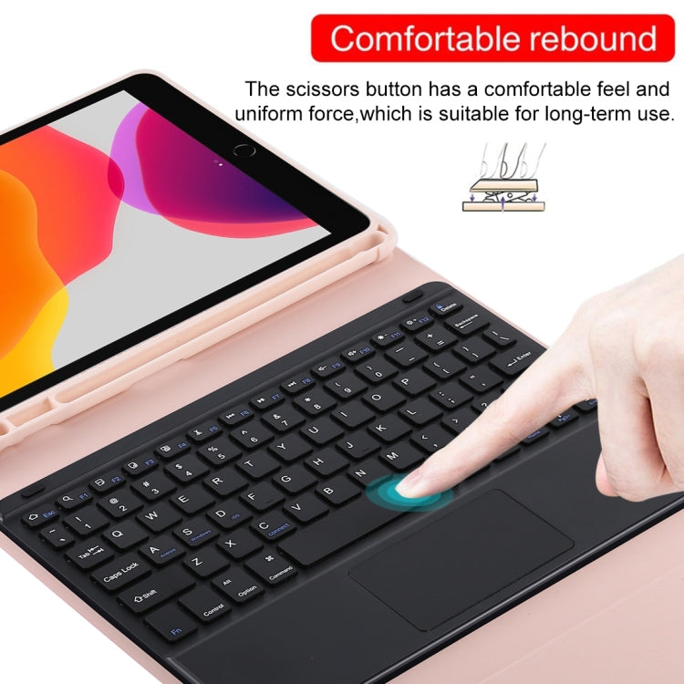 TG97BC Detachable Bluetooth Black Keyboard + Microfiber Leather Tablet Case for iPad 9.7 inch, with Touch Pad & Pen Slot & Holder(Pink) by buy2fix