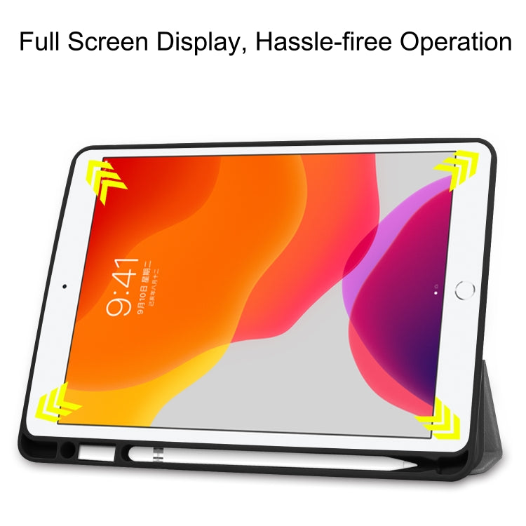 For iPad 10.2 2021 / 2020 / 2019 Custer Texture Horizontal Flip Smart TPU Leather Case with Sleep / Wake-up Function & Three-folding Holder & Pen Slot(Grey) - iPad 10.2 Cases by buy2fix | Online Shopping UK | buy2fix