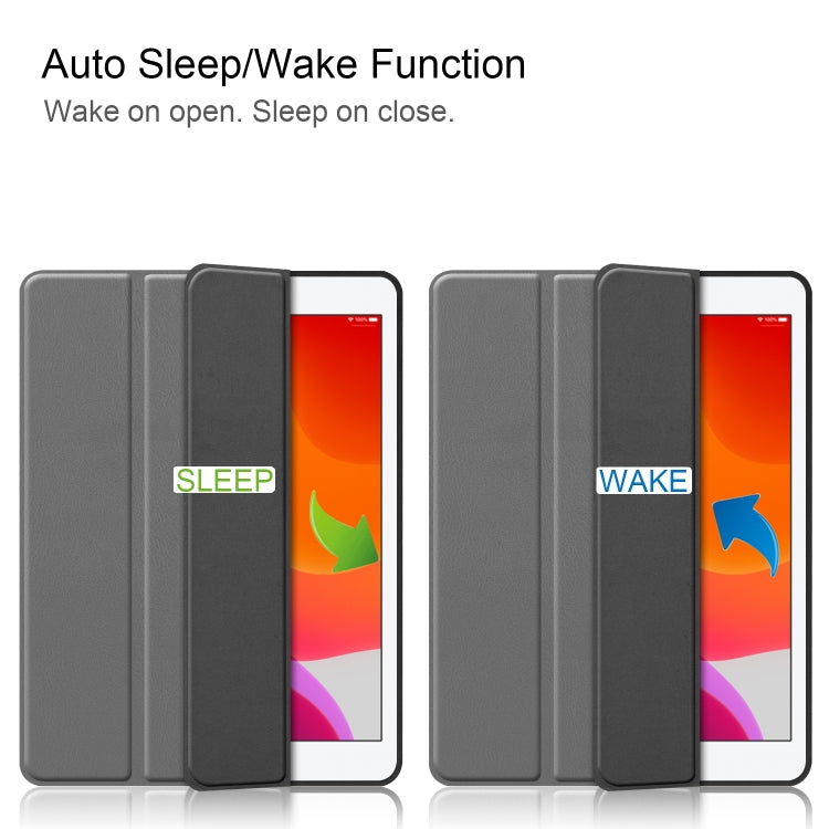 For iPad 10.2 2021 / 2020 / 2019 Custer Texture Horizontal Flip Smart TPU Leather Case with Sleep / Wake-up Function & Three-folding Holder & Pen Slot(Grey) - iPad 10.2 Cases by buy2fix | Online Shopping UK | buy2fix