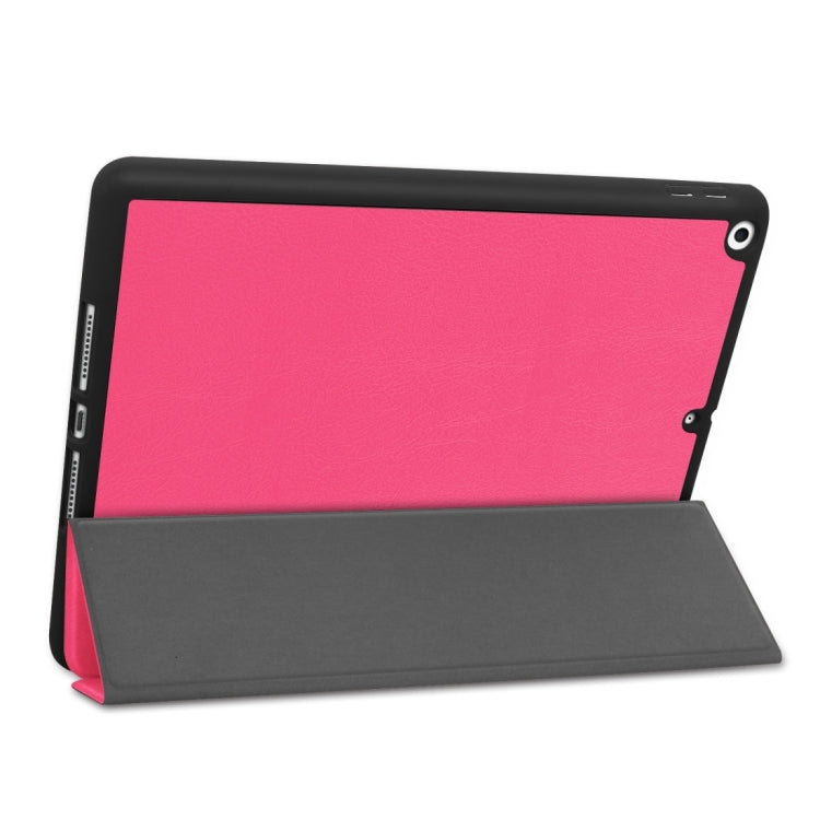 For iPad 10.2 2021 / 2020 / 2019 Custer Texture Horizontal Flip Smart TPU Leather Case with Sleep / Wake-up Function & Three-folding Holder & Pen Slot(Rose Red) - iPad 10.2 Cases by buy2fix | Online Shopping UK | buy2fix