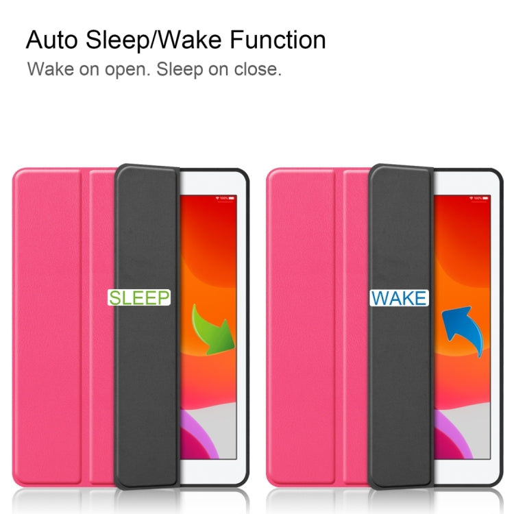 For iPad 10.2 2021 / 2020 / 2019 Custer Texture Horizontal Flip Smart TPU Leather Case with Sleep / Wake-up Function & Three-folding Holder & Pen Slot(Rose Red) - iPad 10.2 Cases by buy2fix | Online Shopping UK | buy2fix
