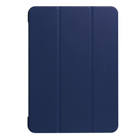 For iPad Pro 10.5 inch PU Litchi Texture 3-folding Smart Case Clear Back Cover with Holder(navy) by buy2fix