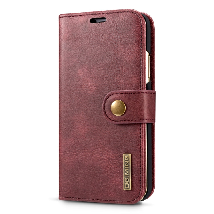 For iPhone X / XS DG.MING Crazy Horse Texture Horizontal Flip Detachable Magnetic Protective Case with Holder & Card Slots & Wallet(Red) - More iPhone Cases by DG.MING | Online Shopping UK | buy2fix
