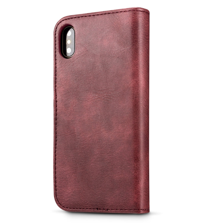 For iPhone X / XS DG.MING Crazy Horse Texture Horizontal Flip Detachable Magnetic Protective Case with Holder & Card Slots & Wallet(Red) - More iPhone Cases by DG.MING | Online Shopping UK | buy2fix