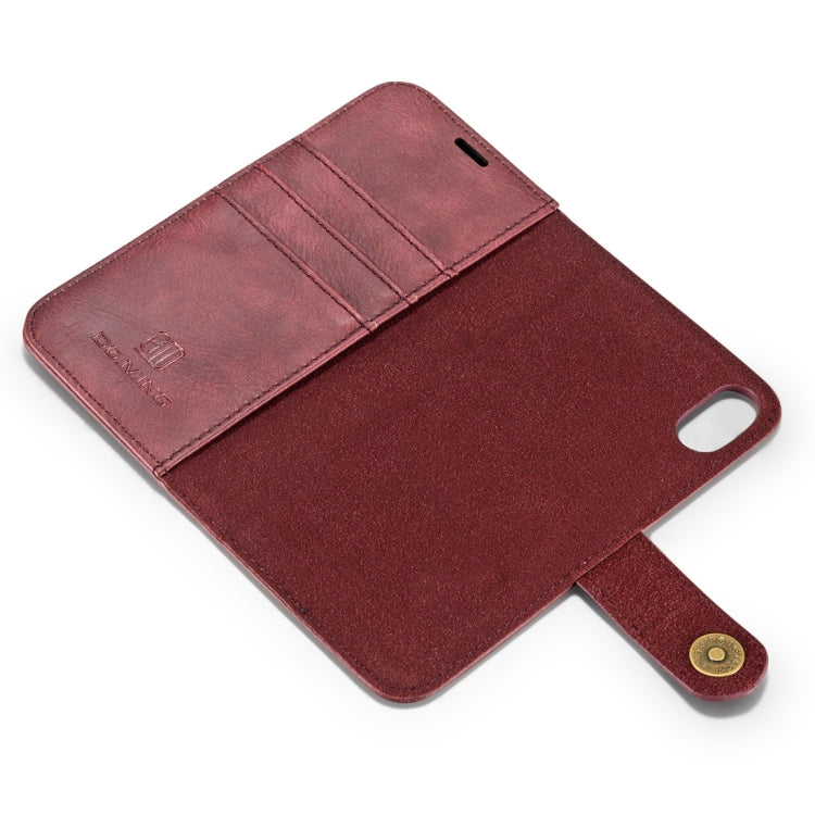 For iPhone X / XS DG.MING Crazy Horse Texture Horizontal Flip Detachable Magnetic Protective Case with Holder & Card Slots & Wallet(Red) - More iPhone Cases by DG.MING | Online Shopping UK | buy2fix