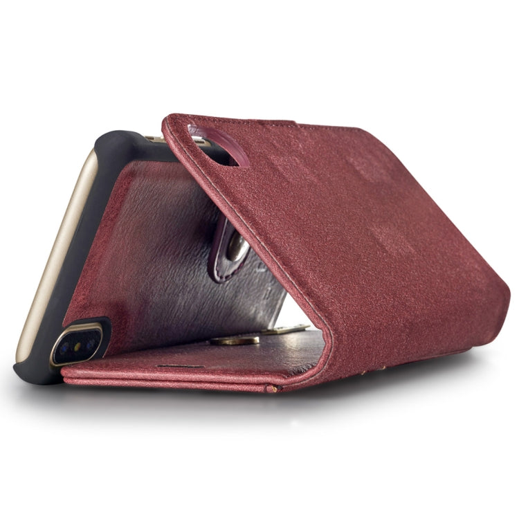 For iPhone X / XS DG.MING Crazy Horse Texture Horizontal Flip Detachable Magnetic Protective Case with Holder & Card Slots & Wallet(Red) - More iPhone Cases by DG.MING | Online Shopping UK | buy2fix