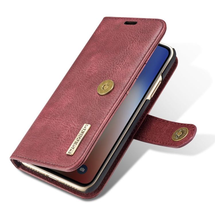 For iPhone X / XS DG.MING Crazy Horse Texture Horizontal Flip Detachable Magnetic Protective Case with Holder & Card Slots & Wallet(Red) - More iPhone Cases by DG.MING | Online Shopping UK | buy2fix