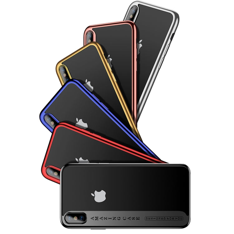 For iPhone X CAFELE Ultra-thin Electroplating Soft TPU Protective Back Cover Case with Ring Holder(Gold) - More iPhone Cases by CAFELE | Online Shopping UK | buy2fix
