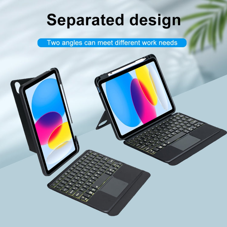T10-AS For iPad 11 2025 / 10th Gen 10.9 2022 Touch Backlight Split Type Bluetooth Keyboard Leather Case by buy2fix
