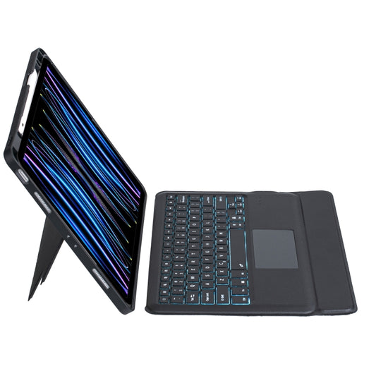 T129-AS For iPad Air 13 2025 / Pro 12.9 2022 / 2021 / 2020 / 2018 Touch Backlight Split Type Bluetooth Keyboard Leather Case by buy2fix