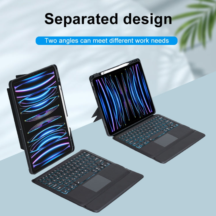 T129-AS For iPad Air 13 2025 / Pro 12.9 2022 / 2021 / 2020 / 2018 Touch Backlight Split Type Bluetooth Keyboard Leather Case - For iPad Pro by buy2fix | Online Shopping UK | buy2fix