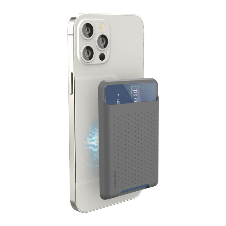 For iPhone 13 Series / iPhone 12 Series Silicone Wallet Pouch Card Case Anti-degaussing Card Holder Magsafing Magnetic Sticker(Grey) - Adhesive Card Holders by buy2fix | Online Shopping UK | buy2fix