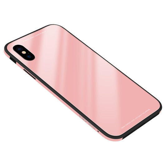 For iPhone XS Max SULADA Metal Frame Toughened Glass Case (Pink) - More iPhone Cases by SULADA | Online Shopping UK | buy2fix