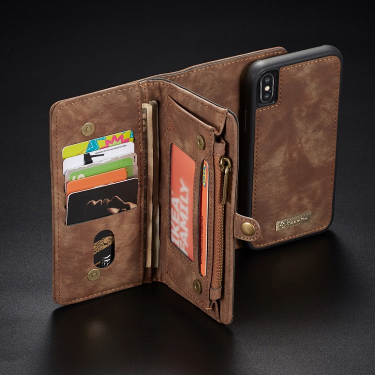 For iPhone XS Max CaseMe Detachable Multifunctional Horizontal Flip Leather Case with Card Slot & Holder & Zipper Wallet & Photo Frame (Brown) - More iPhone Cases by CaseMe | Online Shopping UK | buy2fix