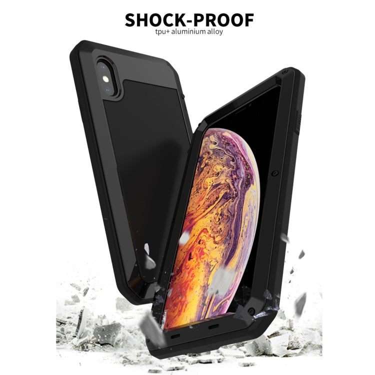 For iPhone XS Max Waterproof Dustproof Shockproof Aluminum Alloy + Tempered Glass + Silicone Case (Silver) - More iPhone Cases by buy2fix | Online Shopping UK | buy2fix