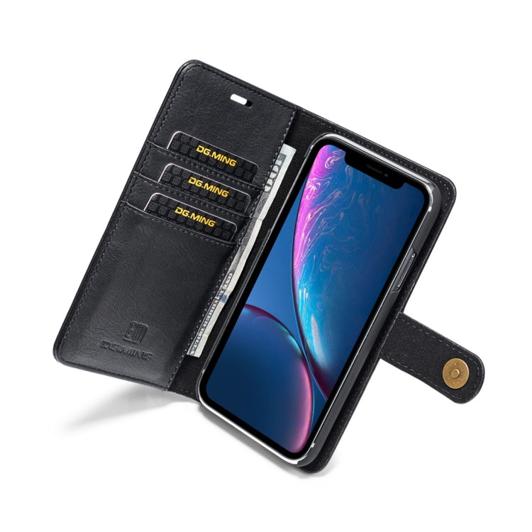 For iPhone XR DG.MING Crazy Horse Texture Flip Detachable Magnetic Leather Case with Holder & Card Slots & Wallet (Black) - More iPhone Cases by DG.MING | Online Shopping UK | buy2fix