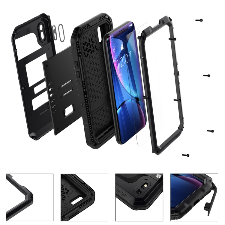 For iPhone XR Waterproof Dustproof Shockproof Zinc Alloy + Silicone Case (Black) - More iPhone Cases by buy2fix | Online Shopping UK | buy2fix