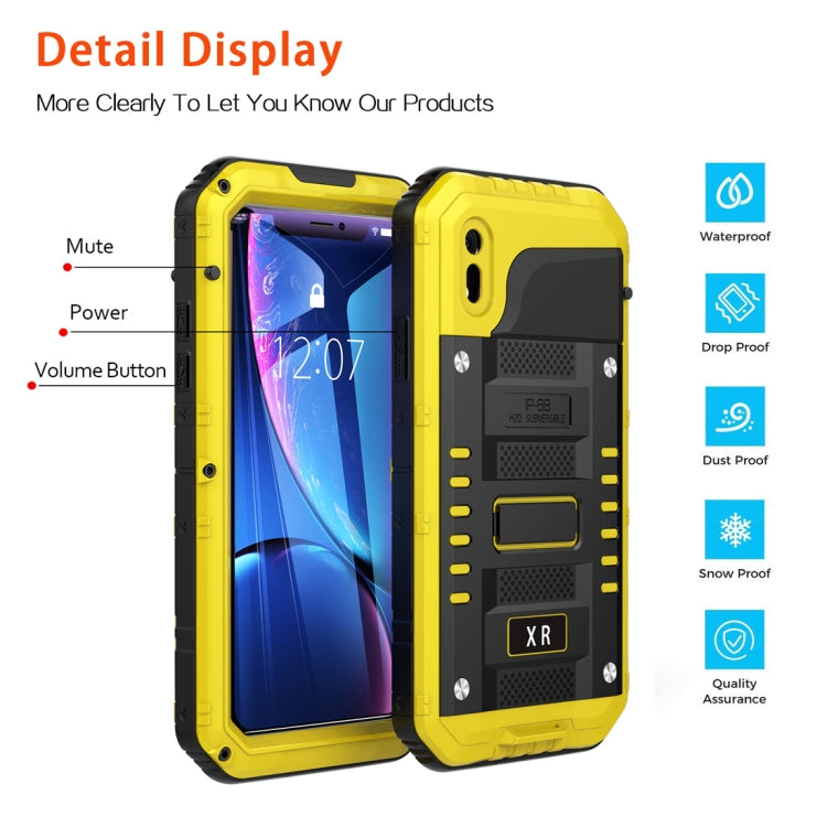 For iPhone XR Waterproof Dustproof Shockproof Zinc Alloy + Silicone Case (Yellow) - More iPhone Cases by buy2fix | Online Shopping UK | buy2fix