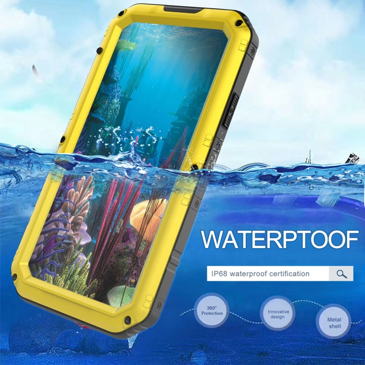For iPhone XR Waterproof Dustproof Shockproof Zinc Alloy + Silicone Case (Yellow) - More iPhone Cases by buy2fix | Online Shopping UK | buy2fix