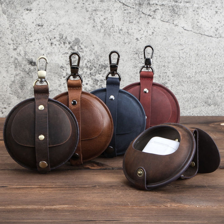 CF1042B For AirPods Pro Crazy Horse Texture Convenient Multifunction Earphone Protective Leather Case with Hook(Brown) - For AirPods Pro by buy2fix | Online Shopping UK | buy2fix