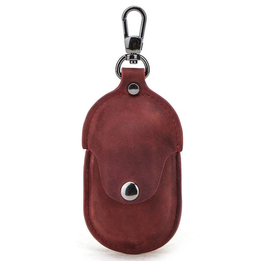 CF1109 For Galaxy Buds Crazy Horse Texture Clamshell Earphone Protective Leather Case with Hook (Wine Red) by buy2fix