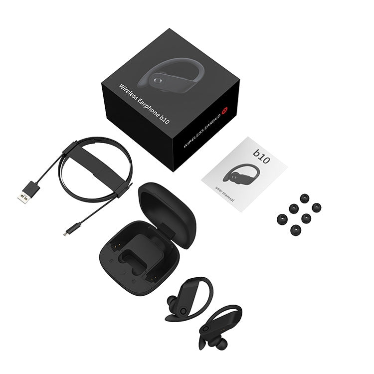b10 TWS Bluetooth 5.0 Hanging Ear Wireless Bluetooth Sports Earphone with Magnetic Charging Box, Support Call & Siri & Charging Box Wireless Charging(Black) - TWS Earphone by buy2fix | Online Shopping UK | buy2fix