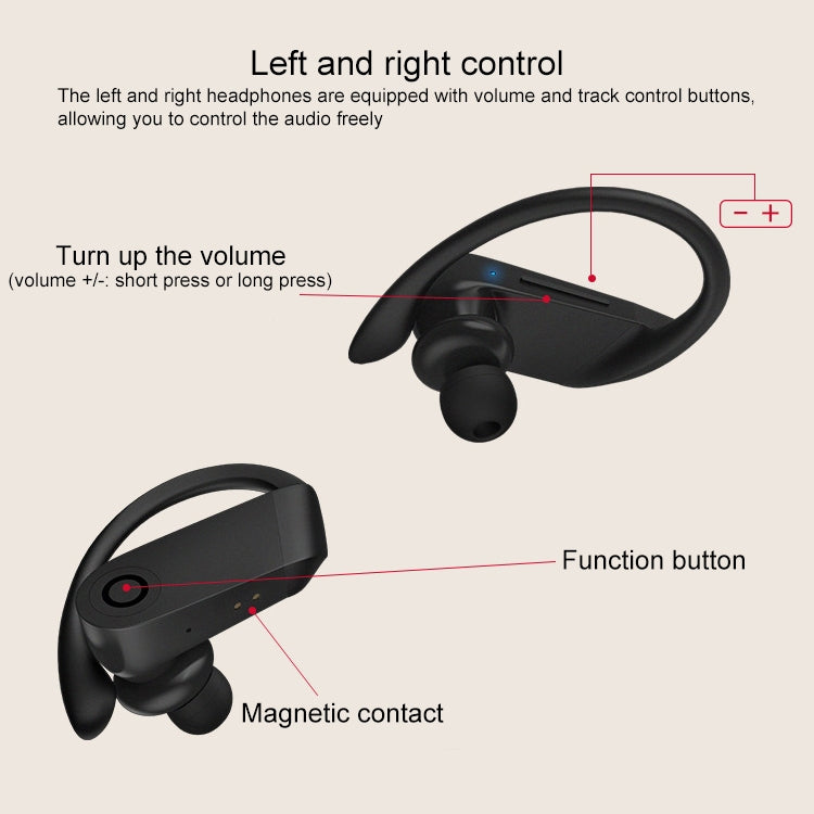 b10 TWS Bluetooth 5.0 Hanging Ear Wireless Bluetooth Sports Earphone with Magnetic Charging Box, Support Call & Siri & Charging Box Wireless Charging(Black) - TWS Earphone by buy2fix | Online Shopping UK | buy2fix