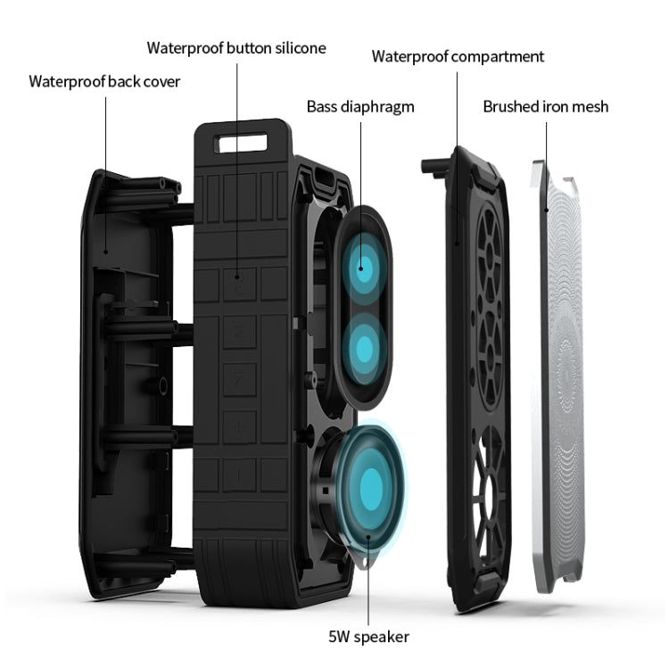X3 5W Outdoor IPX7 Waterproof Wireless Bluetooth Speaker, Support Hands-free / USB / AUX / TF Card (Army Green) - Waterproof Speaker by buy2fix | Online Shopping UK | buy2fix
