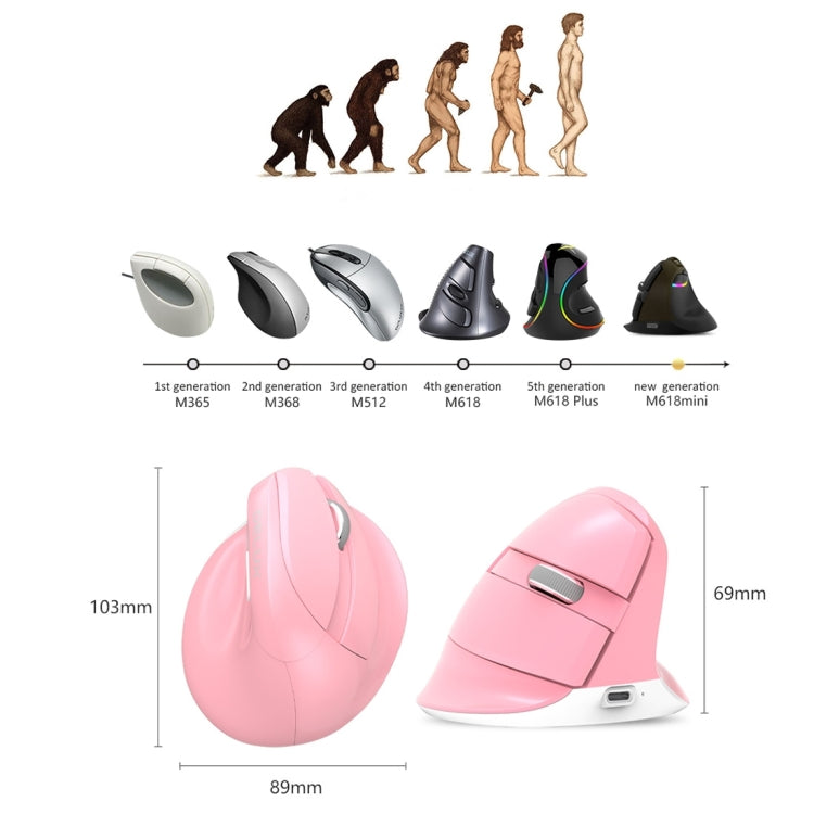 DELUX M618 Mini 2.4G Wireless 2400DPI USB Rechargeable Ergonomic Vertical Mouse (Blue) by DELUX