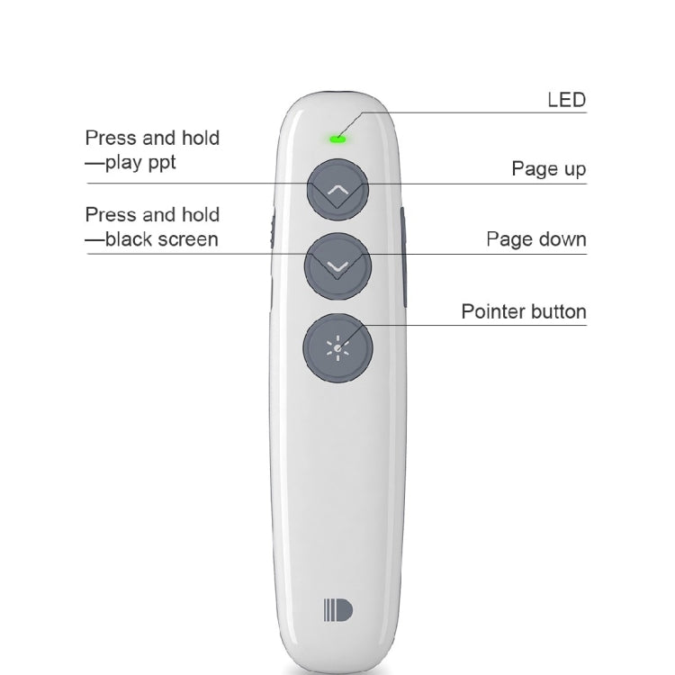 Doosl DSIT007 2.4GHz Rechargeable Powerpoint Presentation Wireless Cliker Remote Control Pen, Control Distance: 10m(White) - by DOOSL | Online Shopping UK | buy2fix