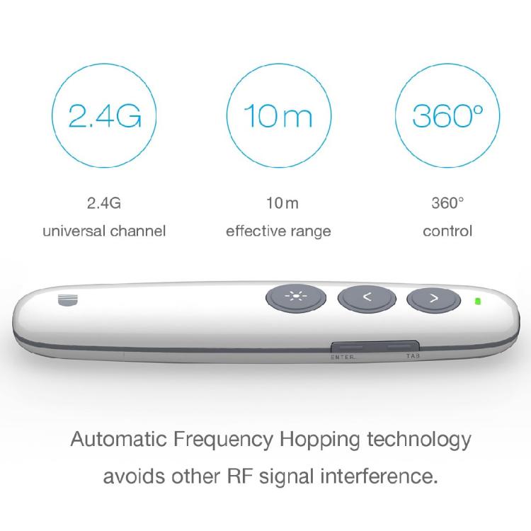 Doosl DSIT007 2.4GHz Rechargeable Powerpoint Presentation Wireless Cliker Remote Control Pen, Control Distance: 10m(White) - by DOOSL | Online Shopping UK | buy2fix