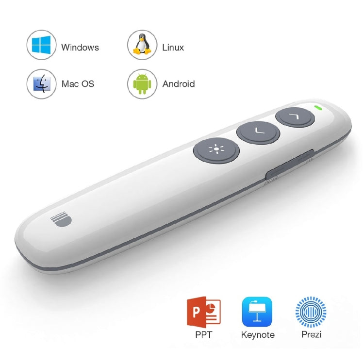 Doosl DSIT007 2.4GHz Rechargeable Powerpoint Presentation Wireless Cliker Remote Control Pen, Control Distance: 10m(White) - by DOOSL | Online Shopping UK | buy2fix