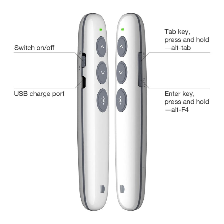 Doosl DSIT007 2.4GHz Rechargeable Powerpoint Presentation Wireless Cliker Remote Control Pen, Control Distance: 10m(White) - by DOOSL | Online Shopping UK | buy2fix