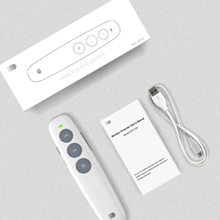 Doosl DSIT007 2.4GHz Rechargeable Powerpoint Presentation Wireless Cliker Remote Control Pen, Control Distance: 10m(White) - by DOOSL | Online Shopping UK | buy2fix