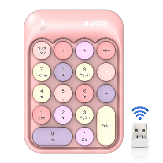 Ajazz AK18 2.4G Mini Wireless Mixed Color Keys Numeric Keyboard (Pink) by Ajazz