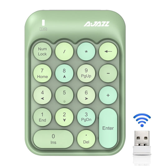 Ajazz AK18 2.4G Mini Wireless Mixed Color Keys Numeric Keyboard (Green) by Ajazz