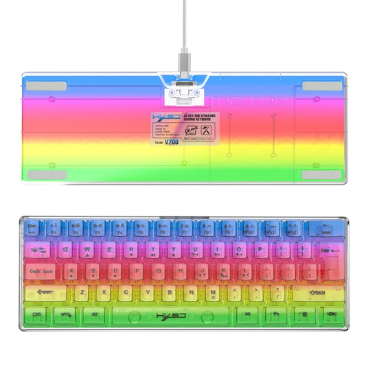 HXSJ V700T 61-key Wired Membrane RGB Backlit Mechanical Keyboard (Transparent) by HXSJ