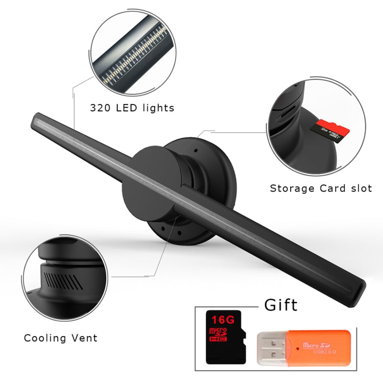 42cm Diameter 3D Holographic Display, WiFi App Control, 640 x 640 Pixels Resolution 320 LEDs Billboard, Support Micro SD Card by buy2fix