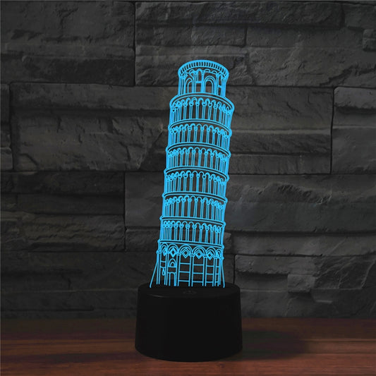 Paris Leaning Tower Shape 3D Colorful LED Vision Light Table Lamp, USB Touch Version by buy2fix