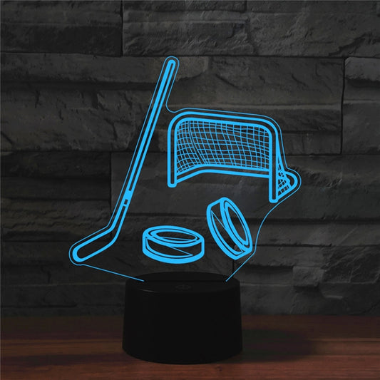 Ice Hockey Shape 3D Colorful LED Vision Light Table Lamp, Crack Touch Version by buy2fix