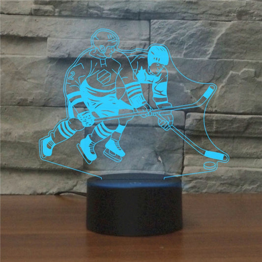 Playing Ice Hockey Shape 3D Colorful LED Vision Light Table Lamp, USB Touch Version by buy2fix