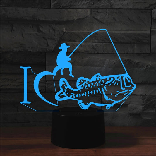 Fishing Shape 3D Colorful LED Vision Light Table Lamp, USB Touch Version by buy2fix