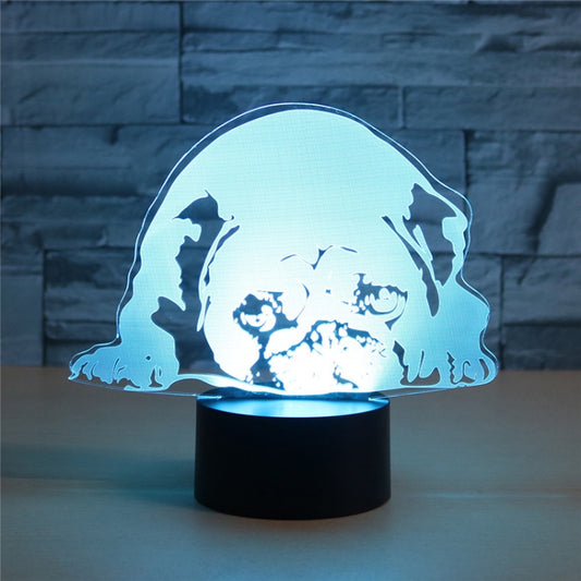 Prostrated Dog Shape 3D Colorful LED Vision Light Table Lamp, USB & Battery Version by buy2fix