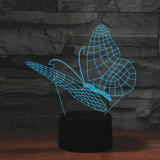 Butterfly Shape 3D Colorful LED Vision Light Table Lamp, Crack Remote Control Version by buy2fix